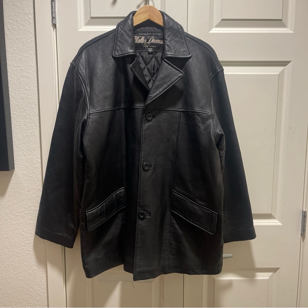 Classic Black Leather Military Jacket